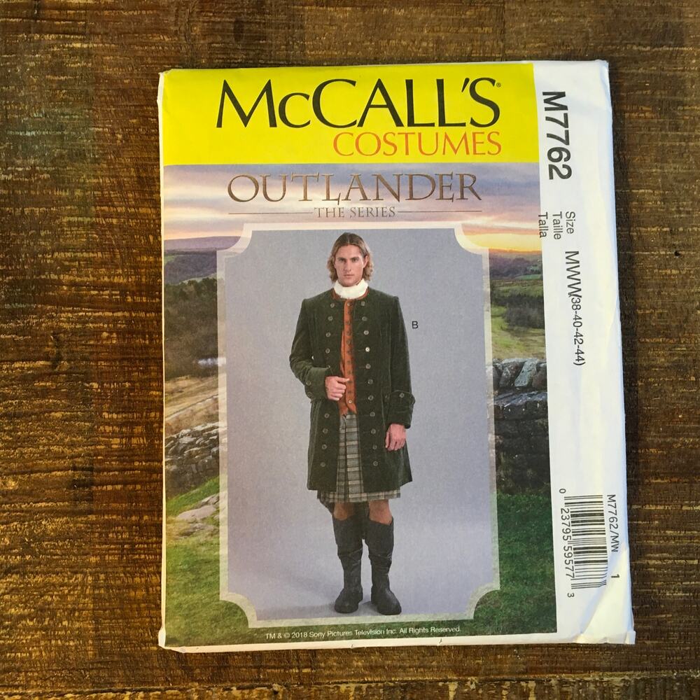 McCalls Sewing Pattern M7762 Mens Outlander Cosplay Jacket Steampunk 38-44 UNCUT
